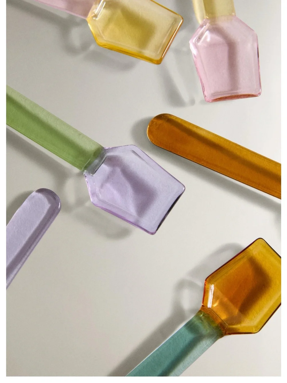 Zara Home Multicolored Borosilicate Glass Ice Cream Spoons (Pack of 6) NWT